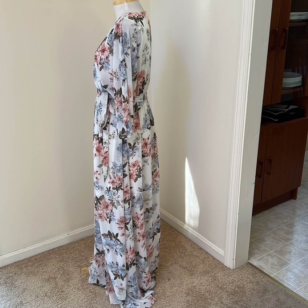 BALTIC BORN Size L white multi Kia kimono maxi dress - Picture 7 of 14